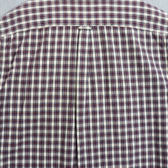Eddie Bauer Plaid Shirt Mens 2XL Heavy Cotton Long Sleeve Button Up Burgundy - Picture 7 of 11